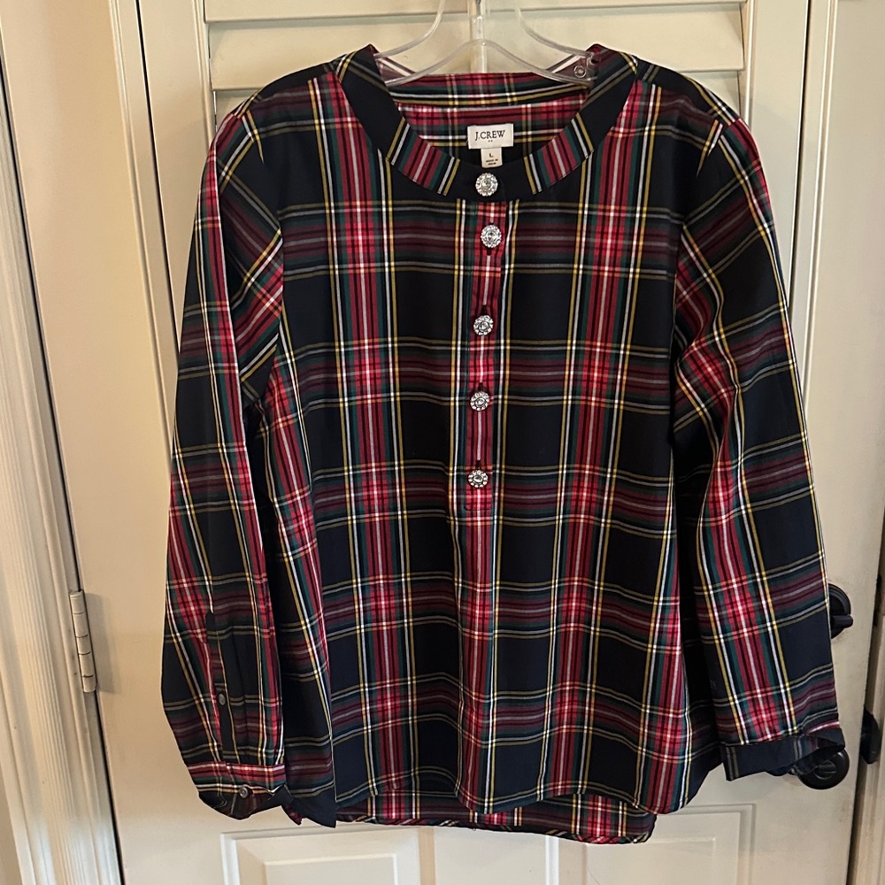 J. Crew Multicolor Plaid Button-Up Blouse